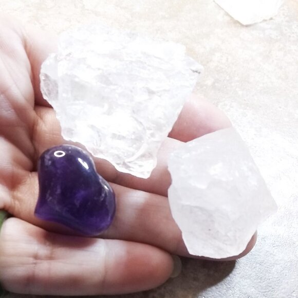 Amethyst Heart + Quartz Collection #4 - Tranquility, Focus & Stress Relief - Picture 1 of 10